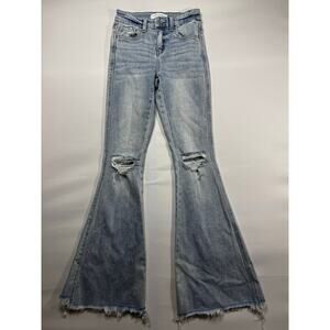 Flying Monkey Women's Distressed Mid-Rise Flare Denim Jeans - Size 22 (23x31)